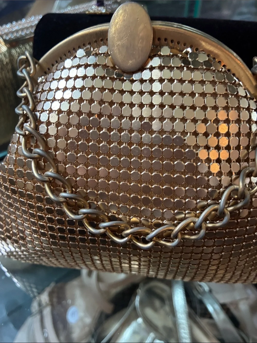 Vintage Gold Mesh Evening Clutch